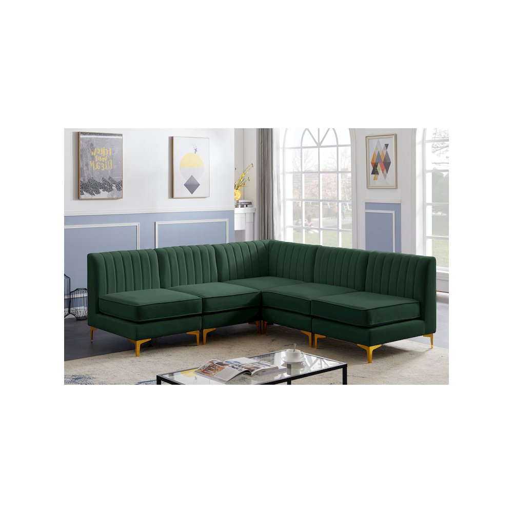 Alina Green Velvet Modular Sectional