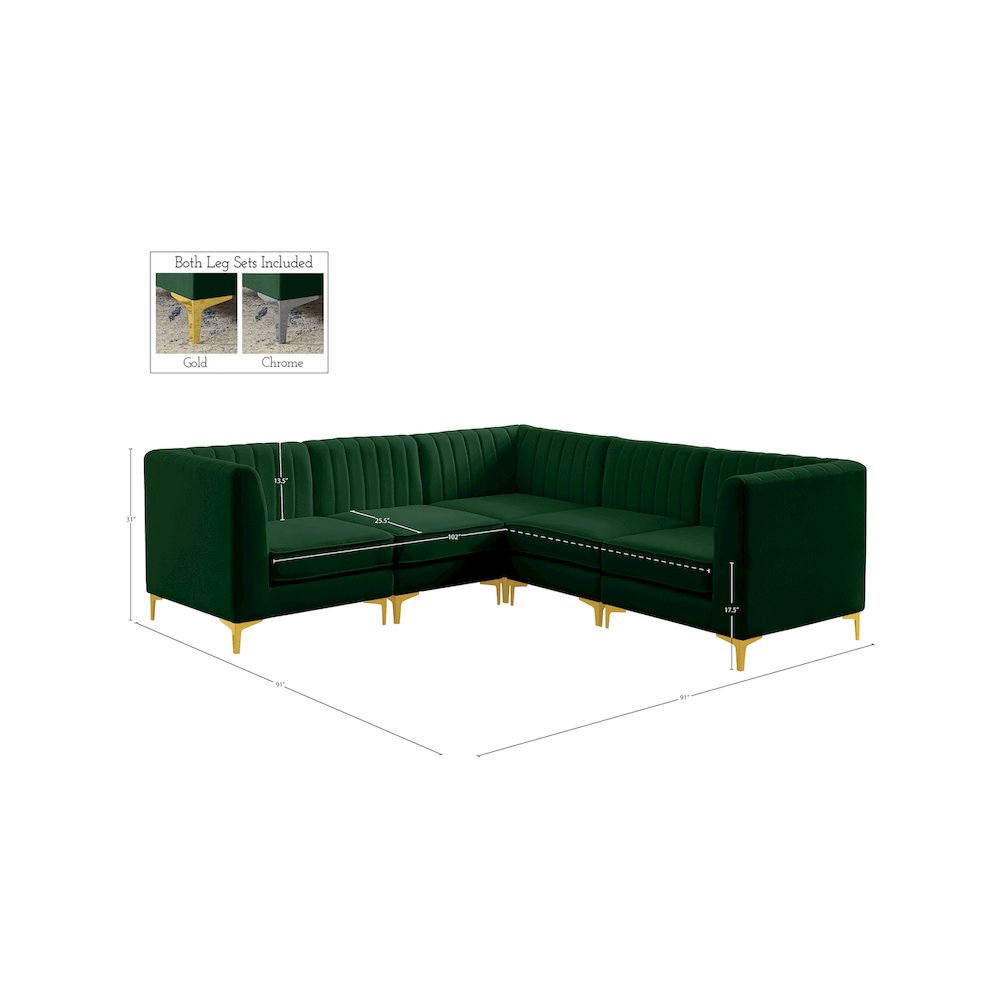 Alina Green Velvet Modular Sectional