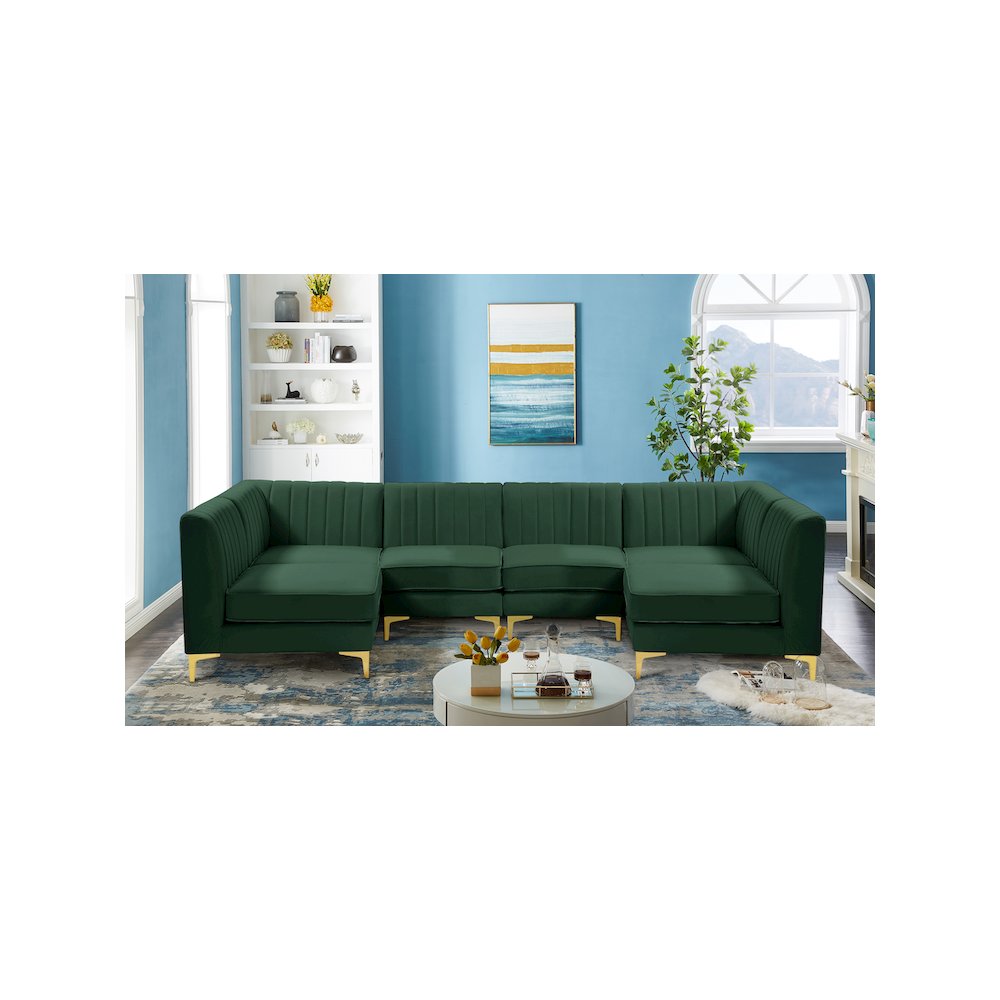 Alina Green Velvet Modular Sectional