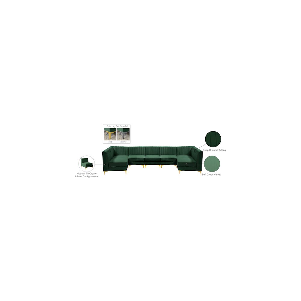 Alina Green Velvet Modular Sectional
