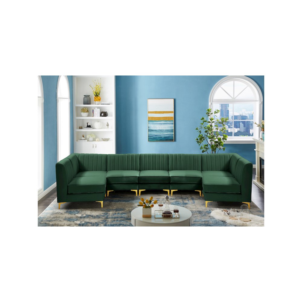 Alina Green Velvet Modular Sectional