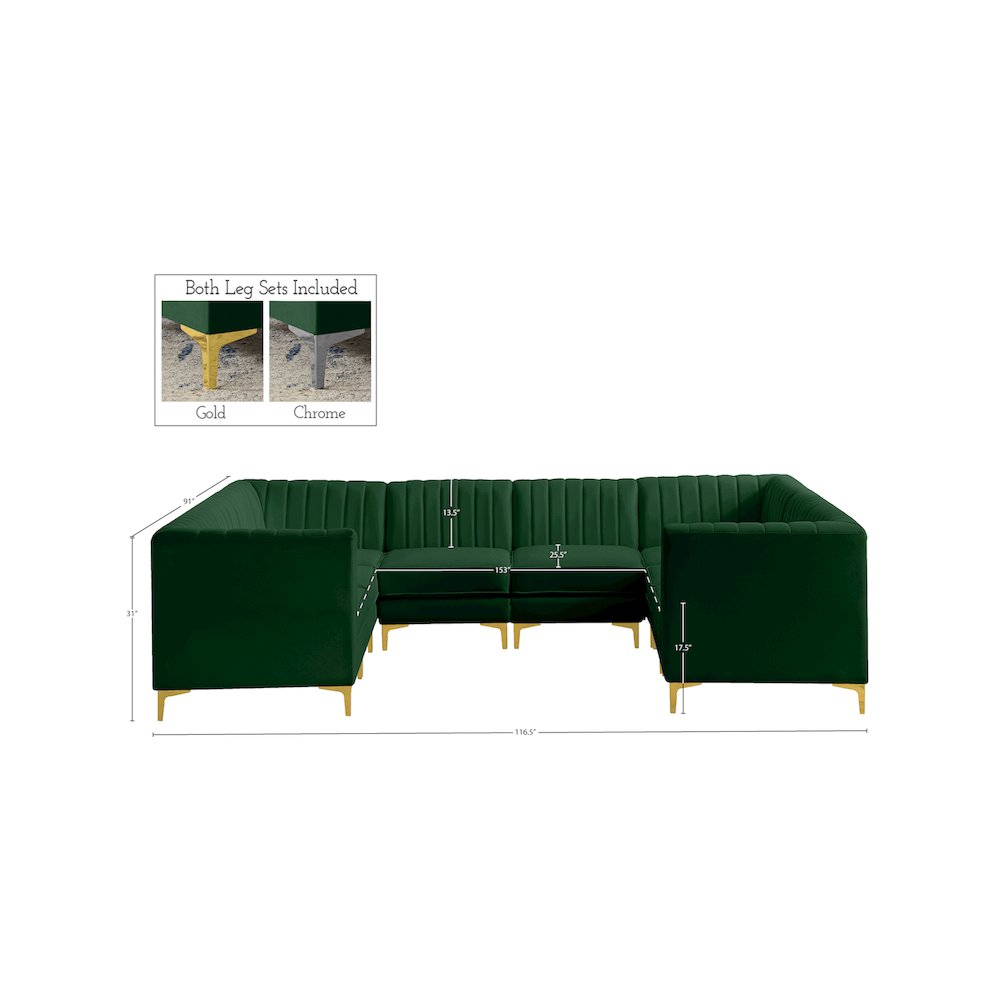 Alina Green Velvet Modular Sectional