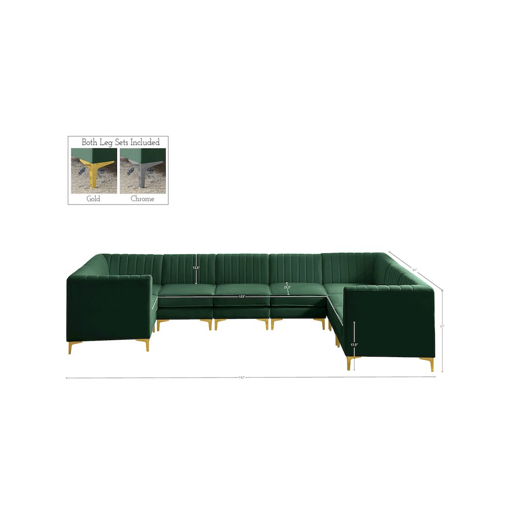 Alina Green Velvet Modular Sectional