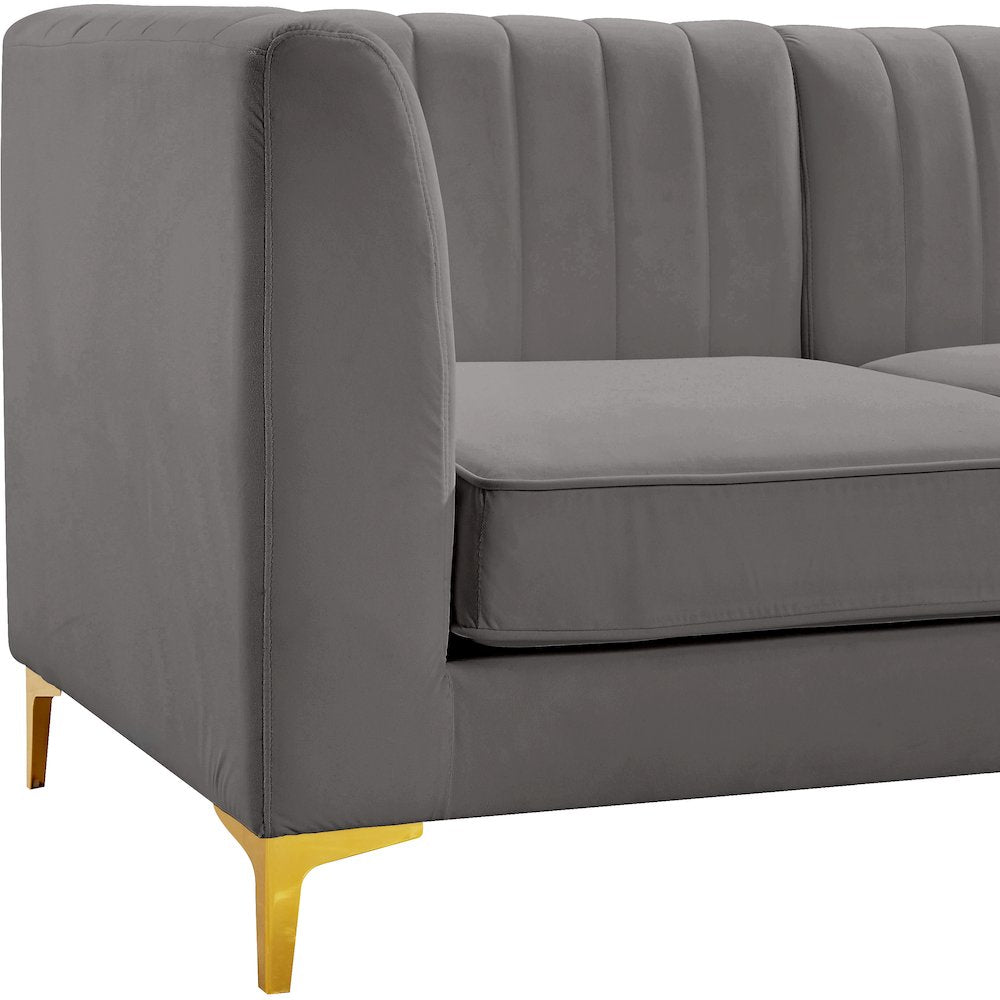 Alina Grey Velvet Armless Chair