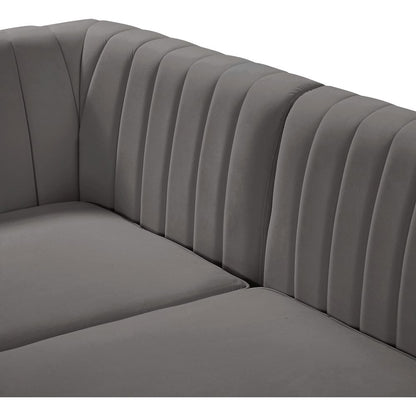 Alina Grey Velvet Armless Chair