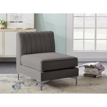 Alina Grey Velvet Armless Chair