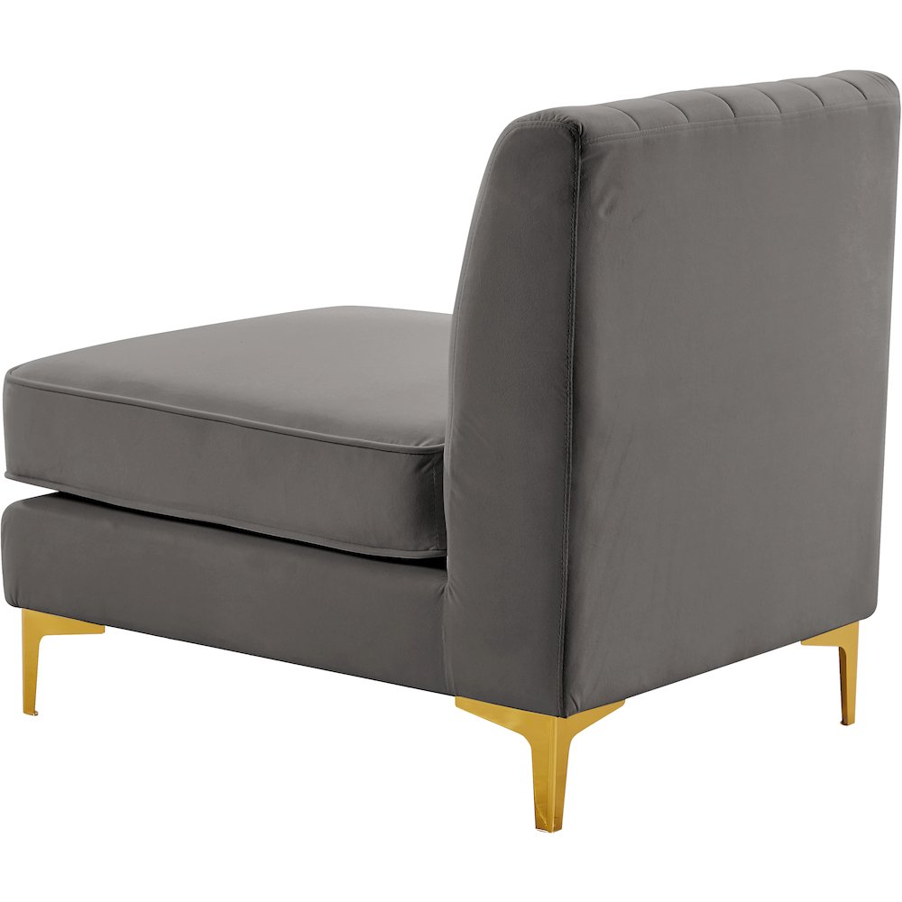 Alina Grey Velvet Armless Chair