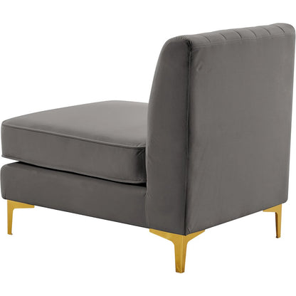 Alina Grey Velvet Armless Chair