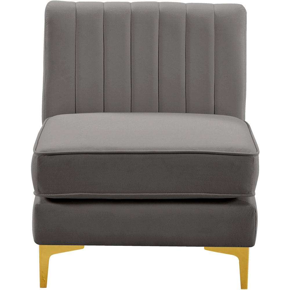 Alina Grey Velvet Armless Chair