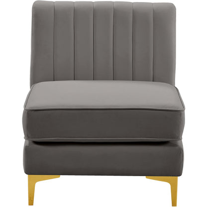 Alina Grey Velvet Armless Chair