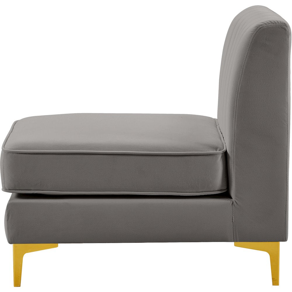 Alina Grey Velvet Armless Chair