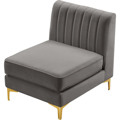 Alina Grey Velvet Armless Chair
