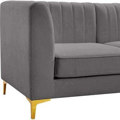 Alina Grey Velvet Corner Chair