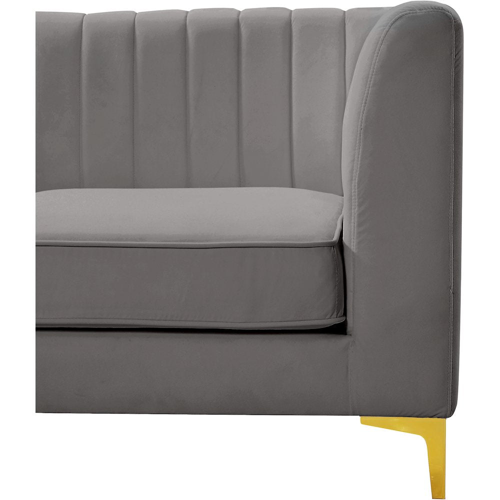Alina Grey Velvet Corner Chair