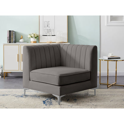 Alina Grey Velvet Corner Chair