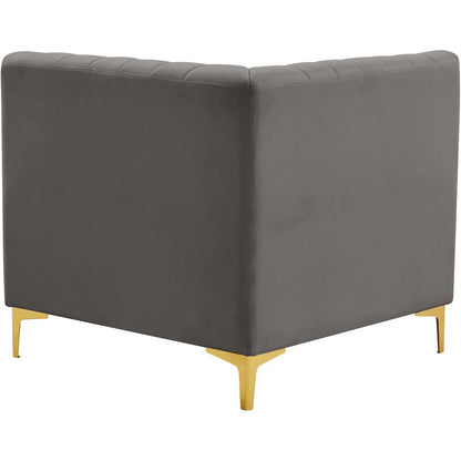 Alina Grey Velvet Corner Chair