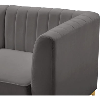 Alina Grey Velvet Corner Chair