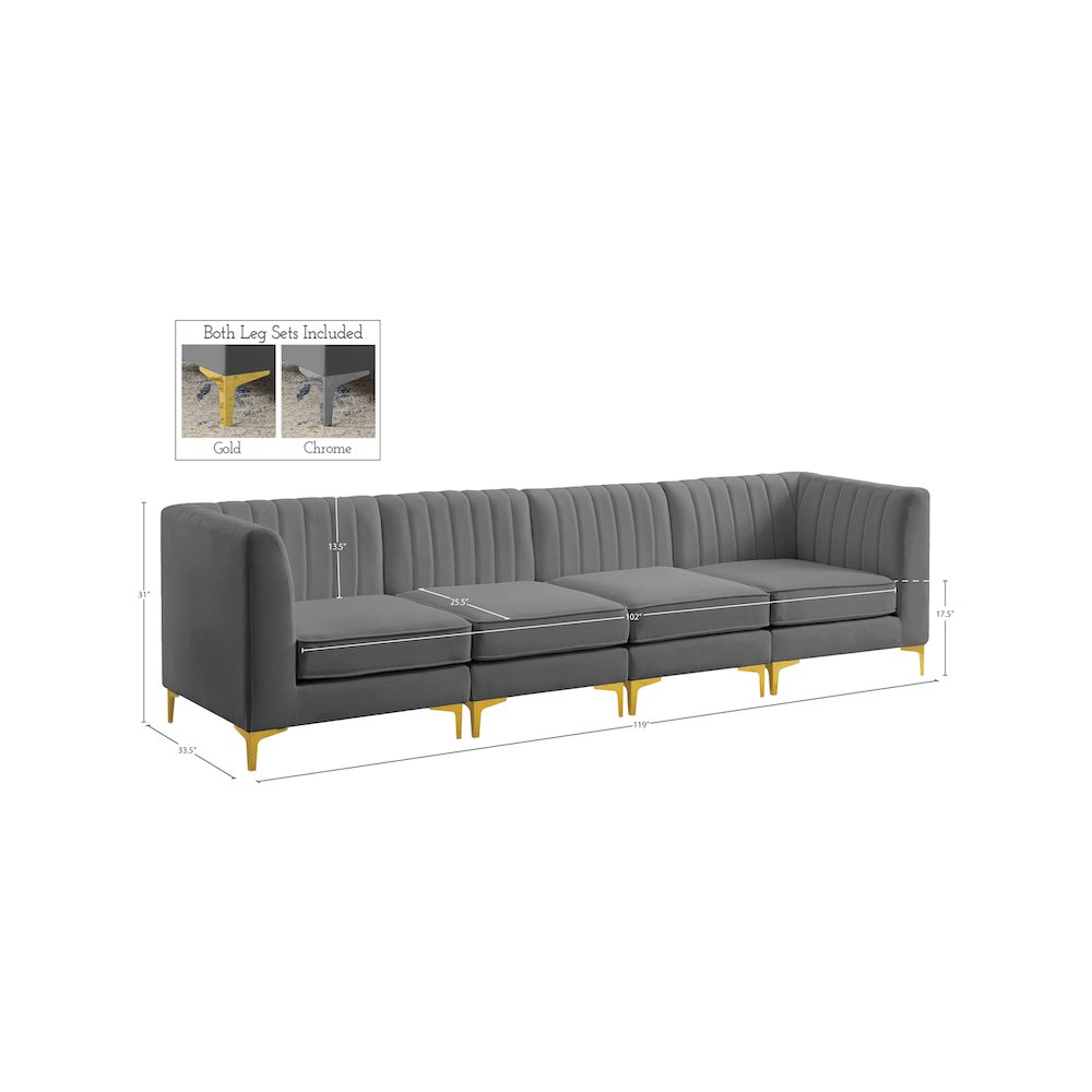 Alina Grey Velvet Modular Sofa