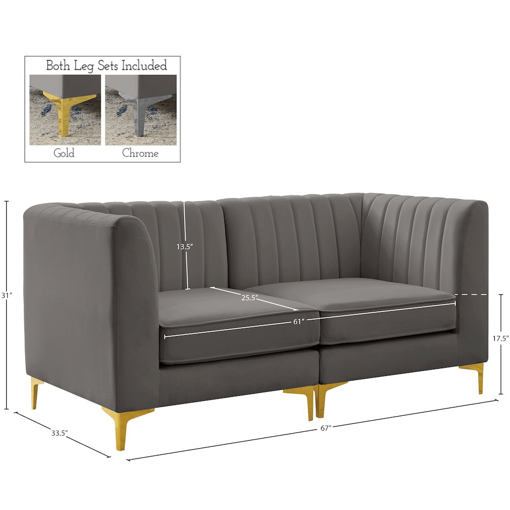 Alina Grey Velvet Modular Sofa