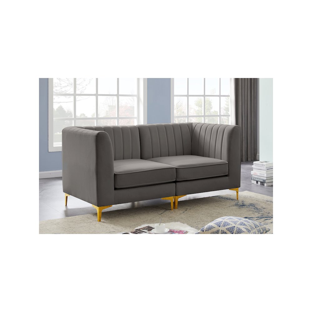 Alina Grey Velvet Modular Sofa