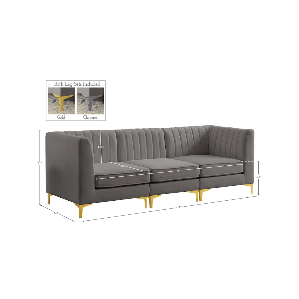Alina Grey Velvet Modular Sofa