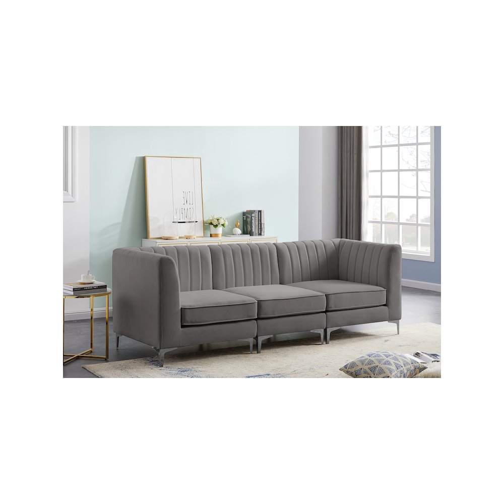 Alina Grey Velvet Modular Sofa
