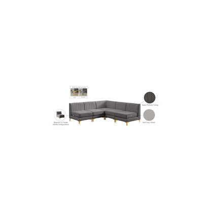 Alina Grey Velvet Modular Sectional