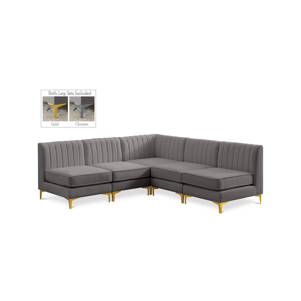 Alina Grey Velvet Modular Sectional