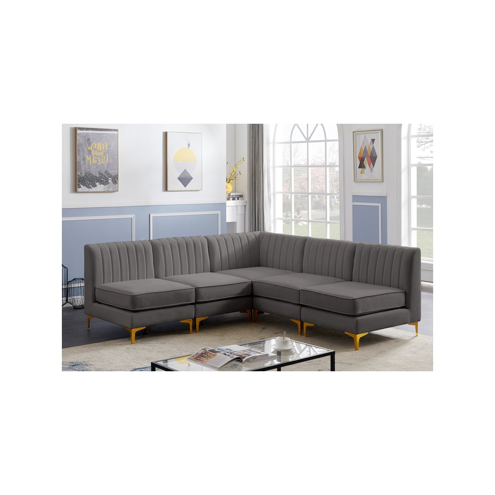 Alina Grey Velvet Modular Sectional