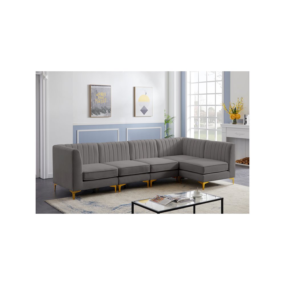 Alina Grey Velvet Modular Sectional