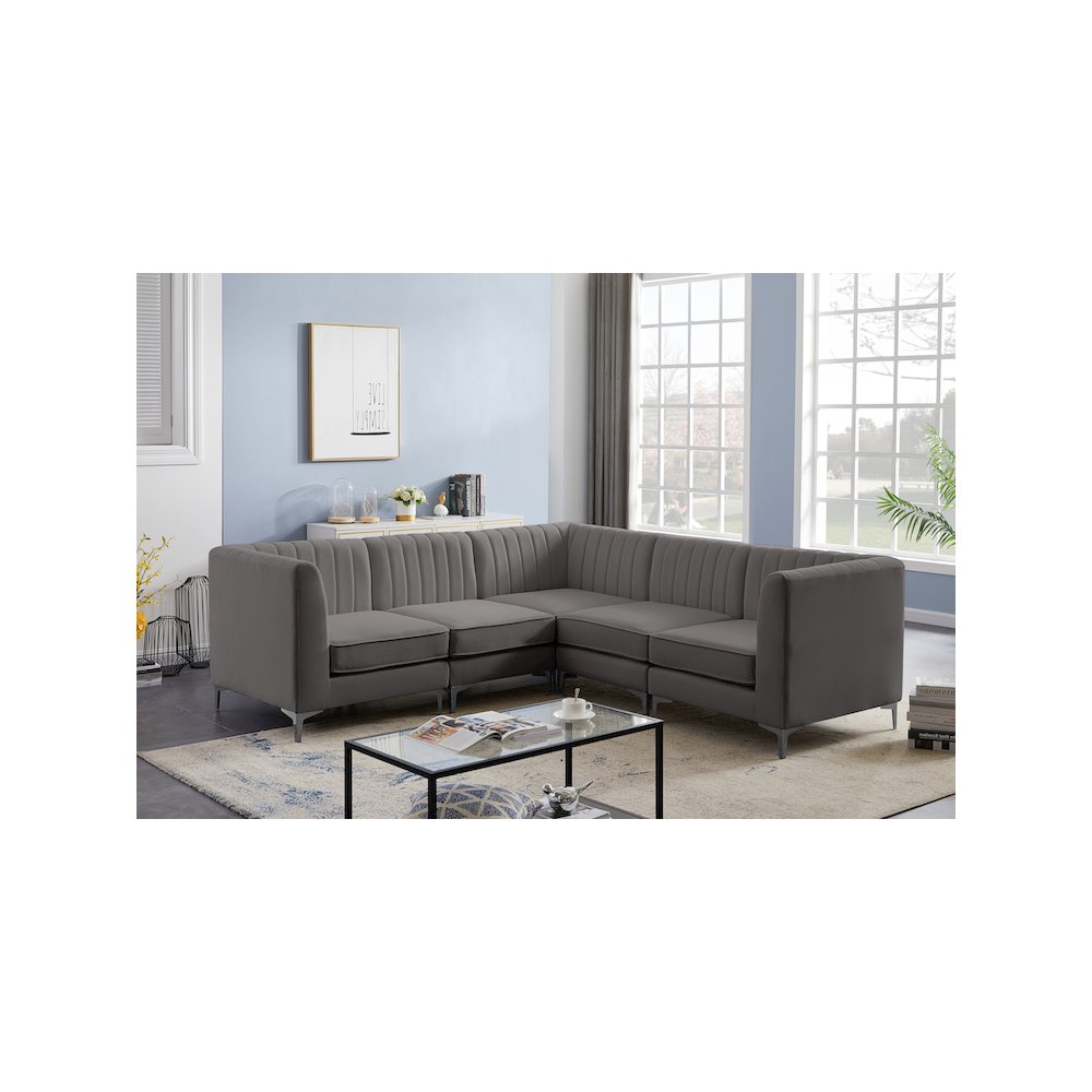 Alina Grey Velvet Modular Sectional
