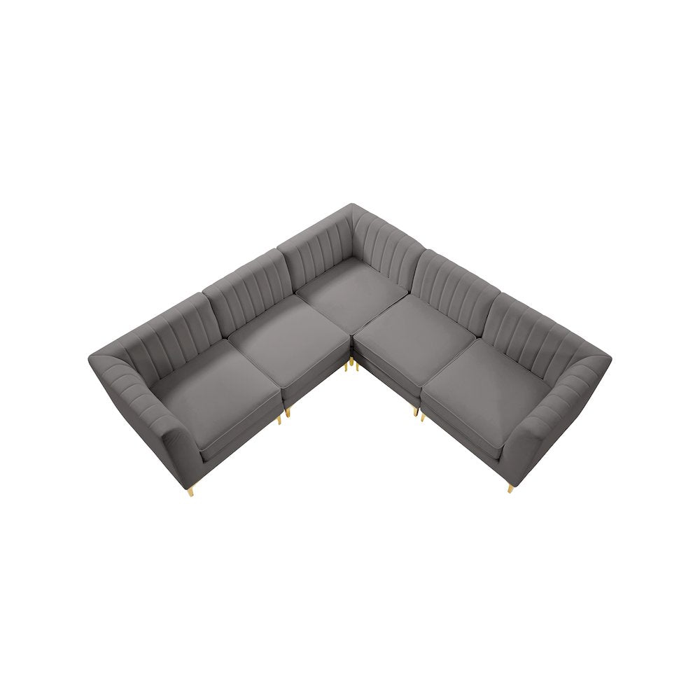 Alina Grey Velvet Modular Sectional