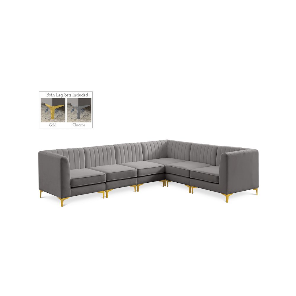 Alina Grey Velvet Modular Sectional