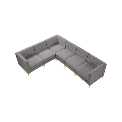 Alina Grey Velvet Modular Sectional
