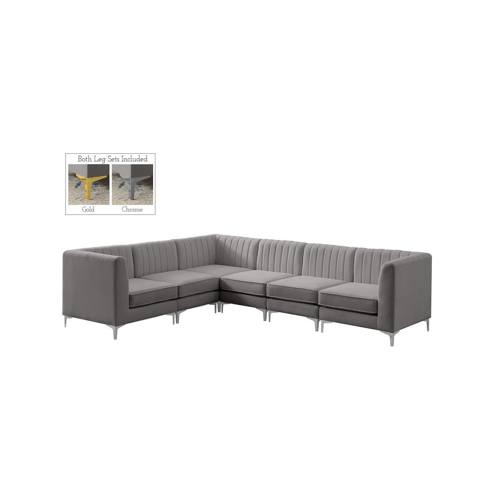 Alina Grey Velvet Modular Sectional