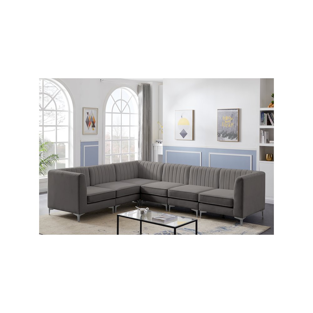 Alina Grey Velvet Modular Sectional