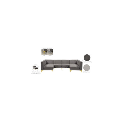 Alina Grey Velvet Modular Sectional