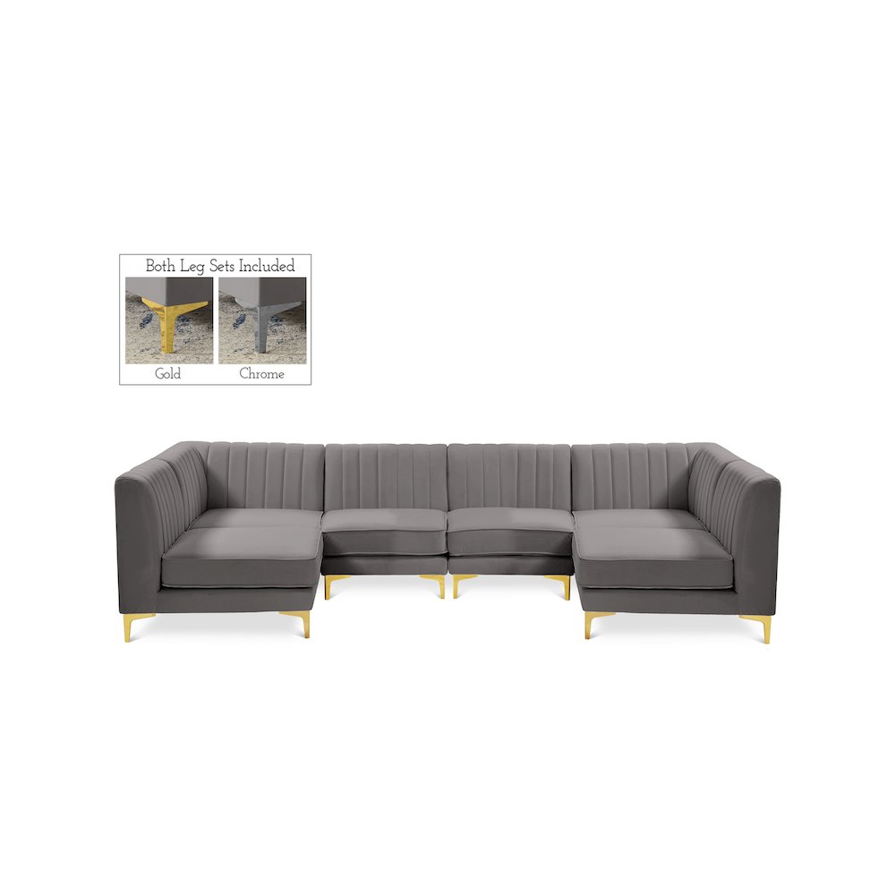 Alina Grey Velvet Modular Sectional