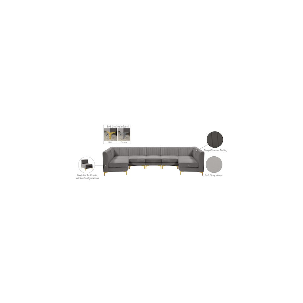 Alina Grey Velvet Modular Sectional
