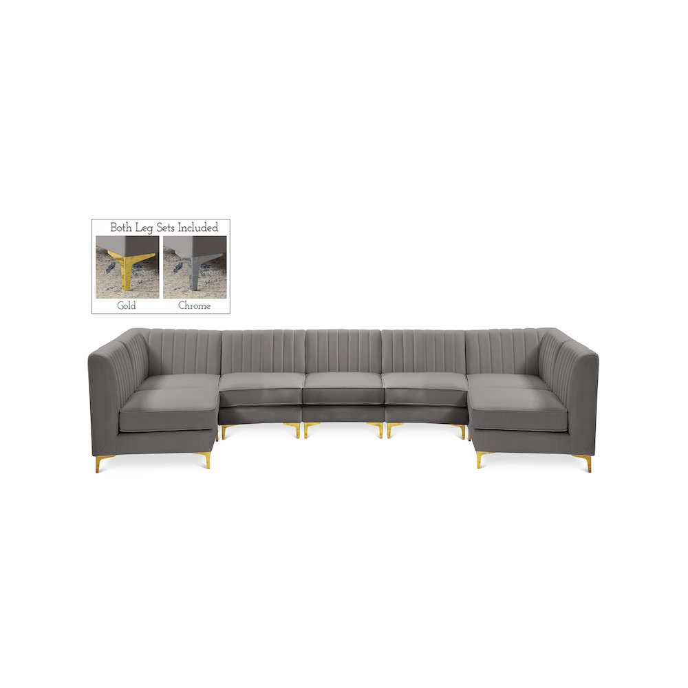 Alina Grey Velvet Modular Sectional