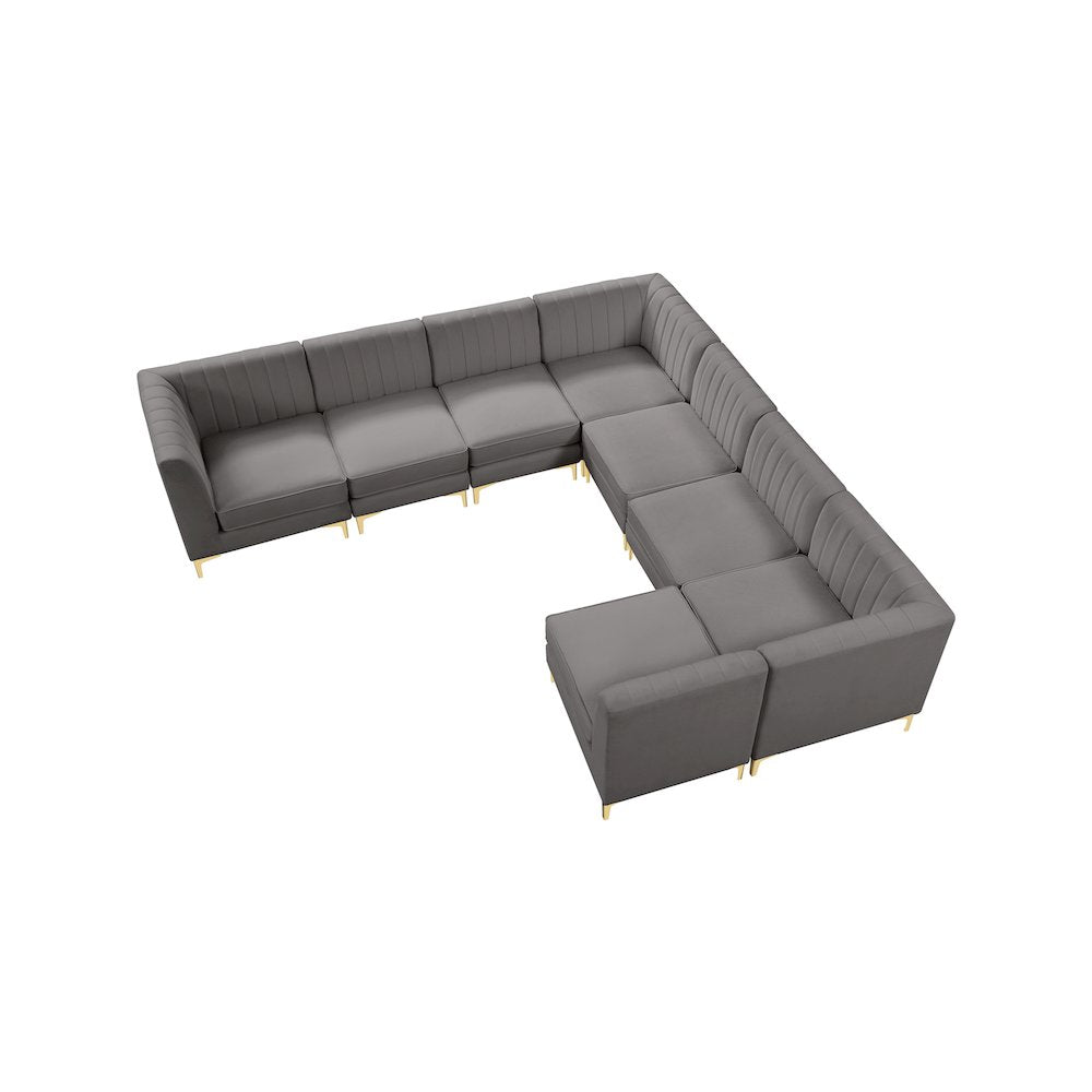 Alina Grey Velvet Modular Sectional