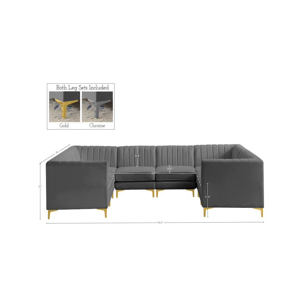Alina Grey Velvet Modular Sectional