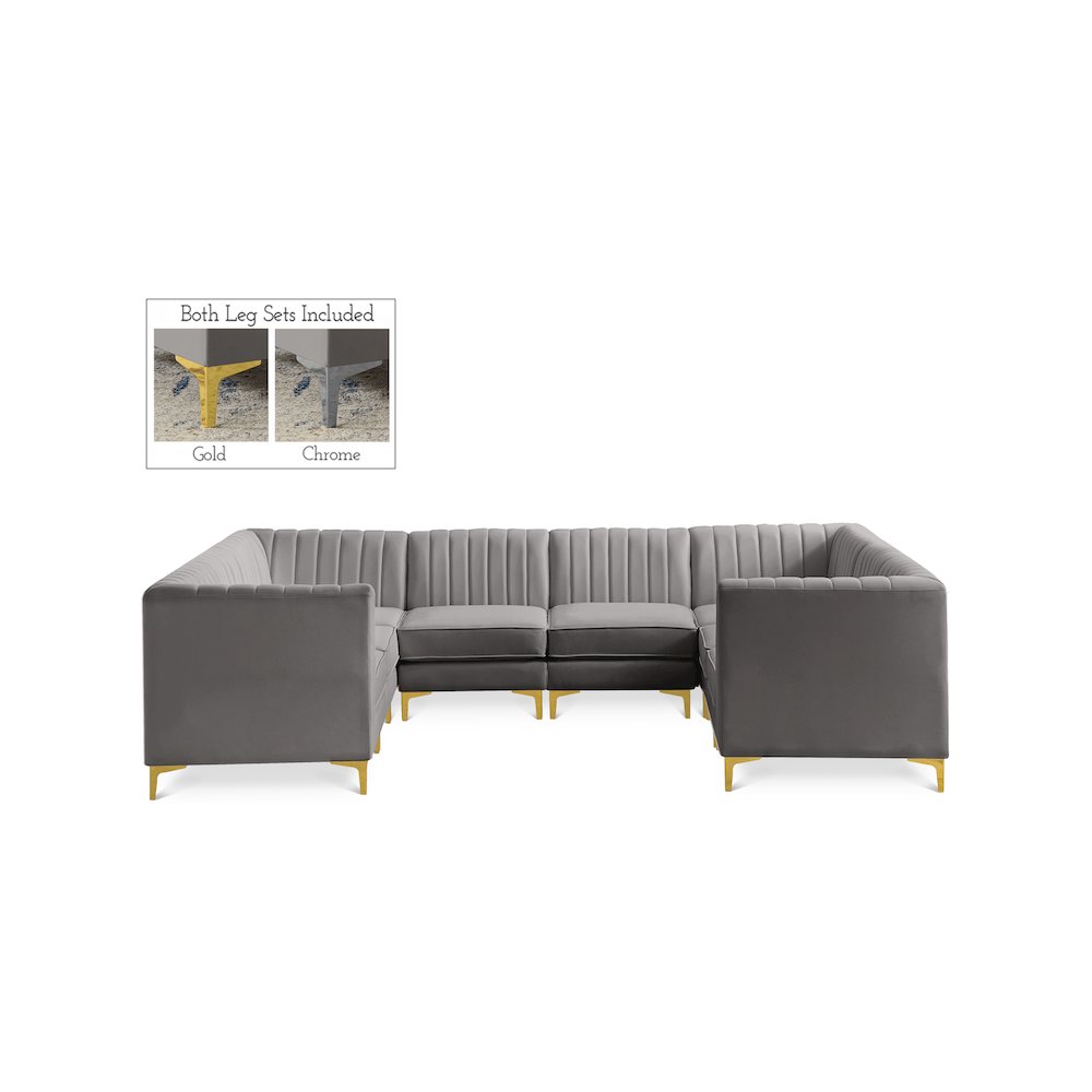 Alina Grey Velvet Modular Sectional