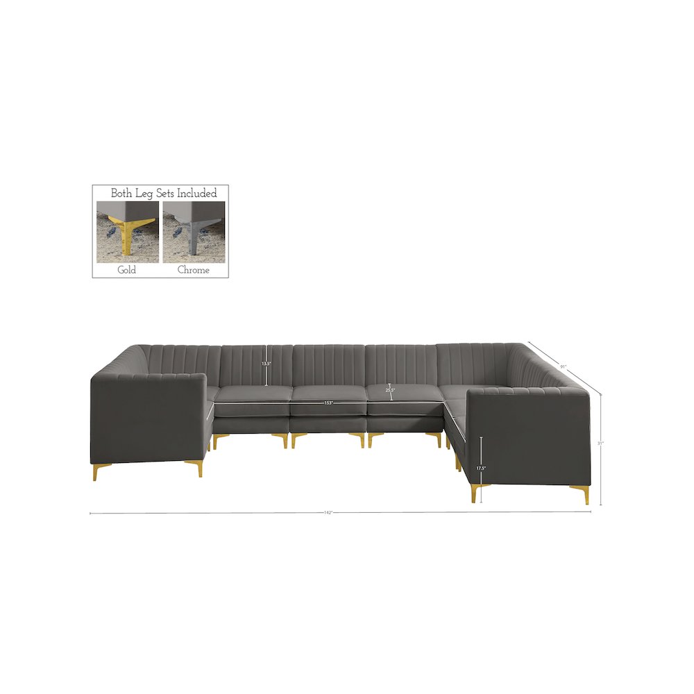 Alina Grey Velvet Modular Sectional