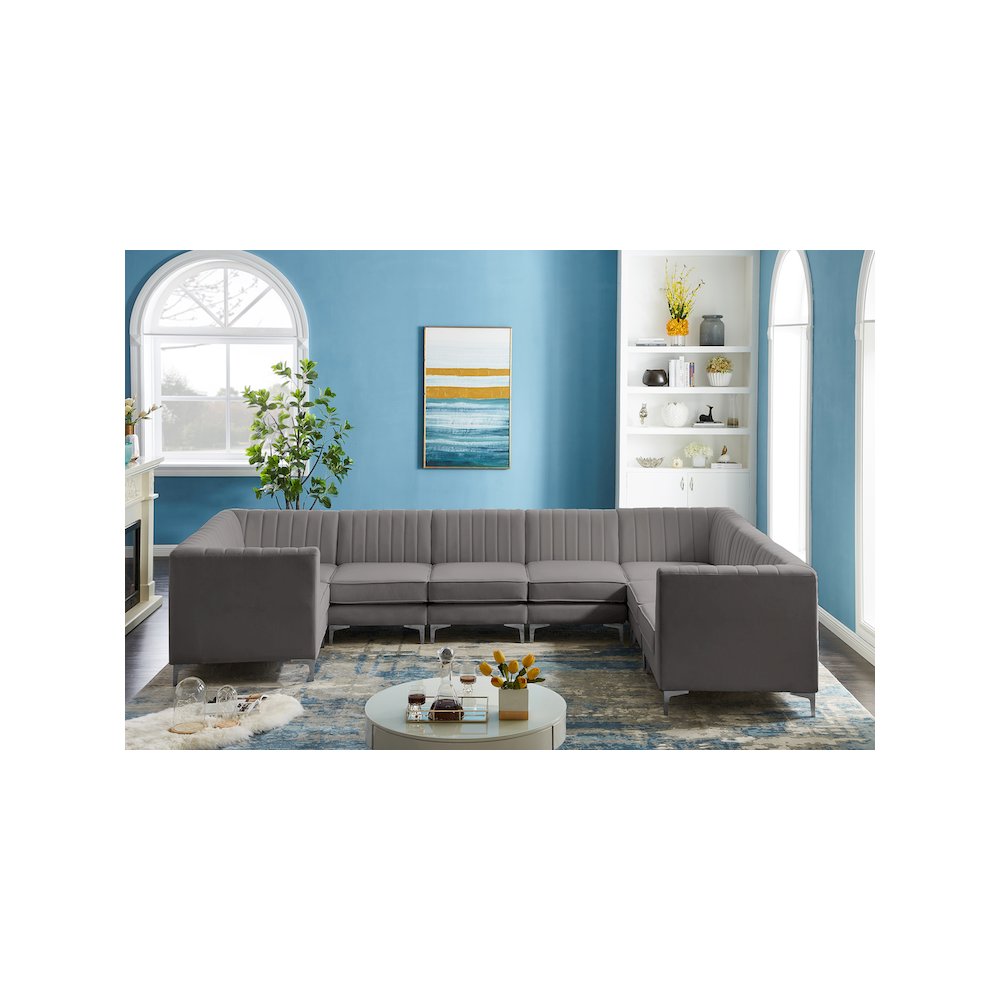 Alina Grey Velvet Modular Sectional