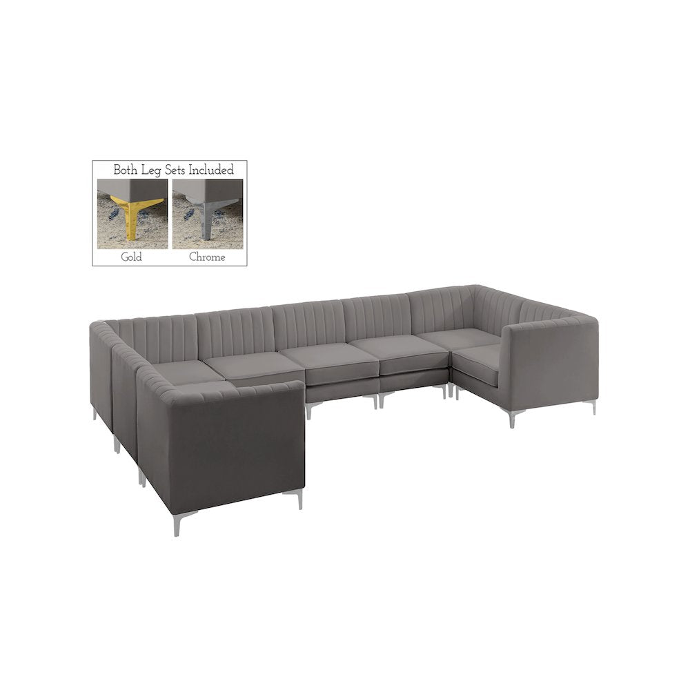 Alina Grey Velvet Modular Sectional