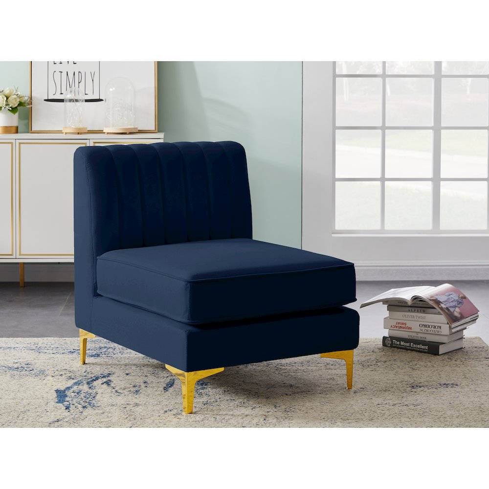 Alina Navy Velvet Armless Chair