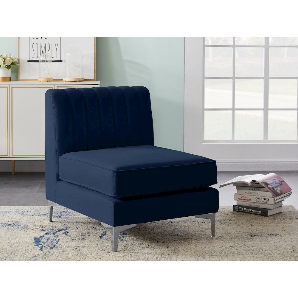 Alina Navy Velvet Armless Chair