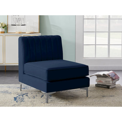 Alina Navy Velvet Armless Chair