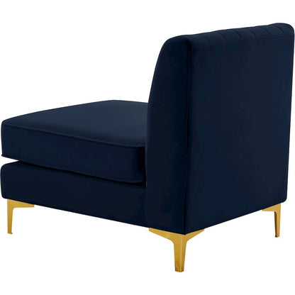 Alina Navy Velvet Armless Chair